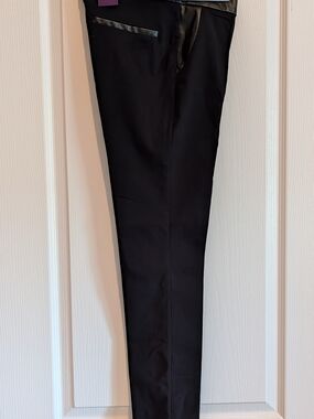 Lascana Women's Black Dress Pants w/Faux Leather Accents Sz 6